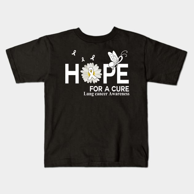 Hope For A Cure Butterfly Flower Lung cancer Kids T-Shirt by HomerNewbergereq